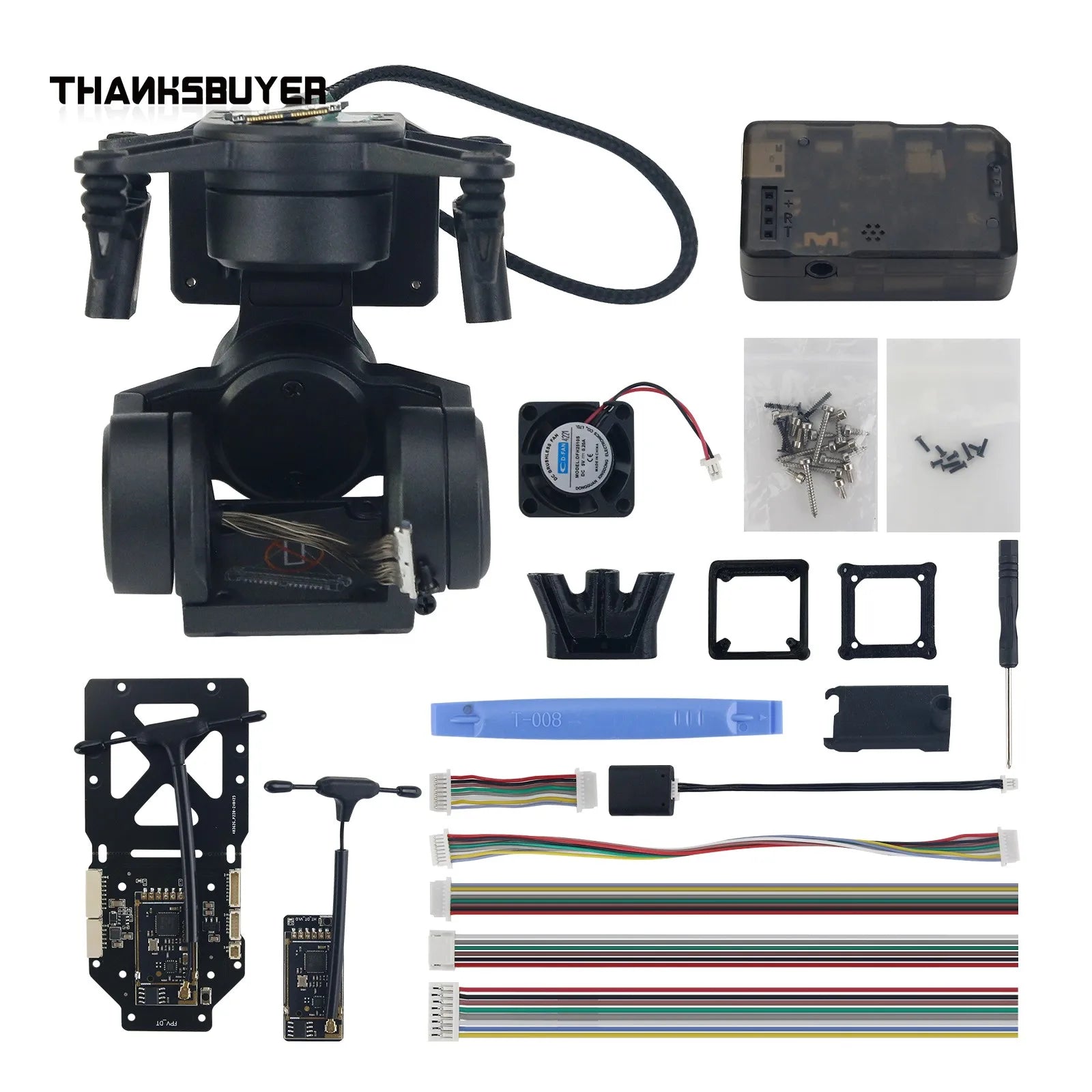 C-20T 3-Axis FPV Gimbal PTZ + USB Debugging Module Kit for DJI O3 + Headtraker Wireless Module Kit for DJI O3 Avatar Moonlight
