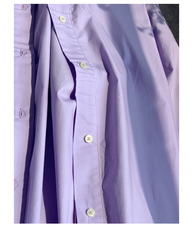 100% Cotton Loose Shirt Women Elegant Casual Turn-Down Collar Long Sleeve Blouse