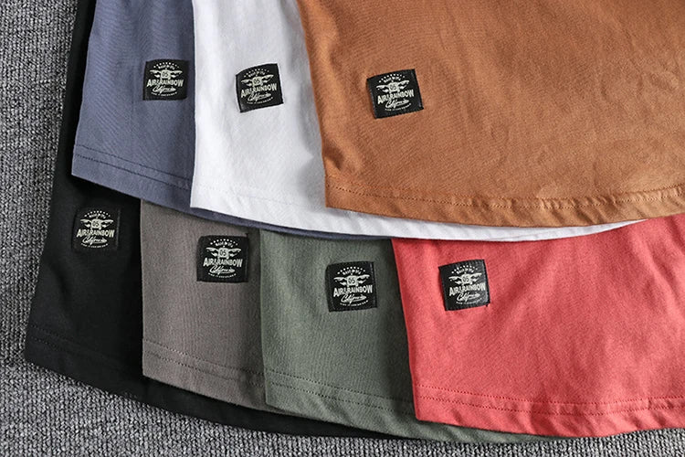 Summer New American Sleeveless O-neck Solid Color T-shirt Men's Fashion 100% Cotton Washed Casual Sports Fitness Basketball Vest