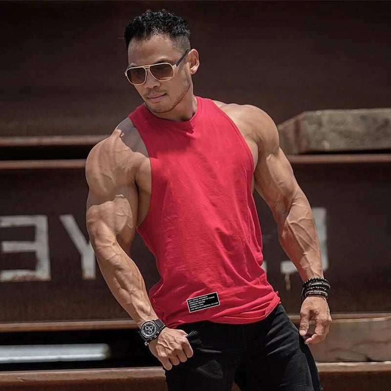 Newest Loose Men's Running Sport Vest Cotton Breathable Workout T-shirt Gym Bodybuilding Fitness Sleeveless Training Tank Tops