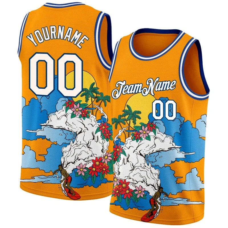 Customized Name Numbers Pattern Tank Tops Men Hawaiian Fruit Coconut Tree Basketball 3D Print Tees Summer Sports O-Neck Vest Tee