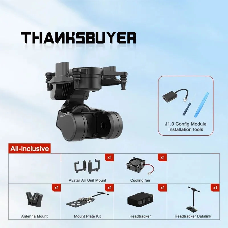 C-20T 3-Axis FPV Gimbal PTZ + USB Debugging Module Kit for DJI O3 + Headtraker Wireless Module Kit for DJI O3 Avatar Moonlight
