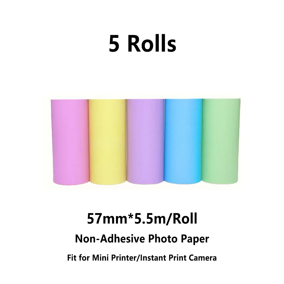 Candy Color Mini Instant Camera Print Refill Paper- 57*25mm Photo Printer Thermal Paper Rolls Instant Print Camera Refill Paper