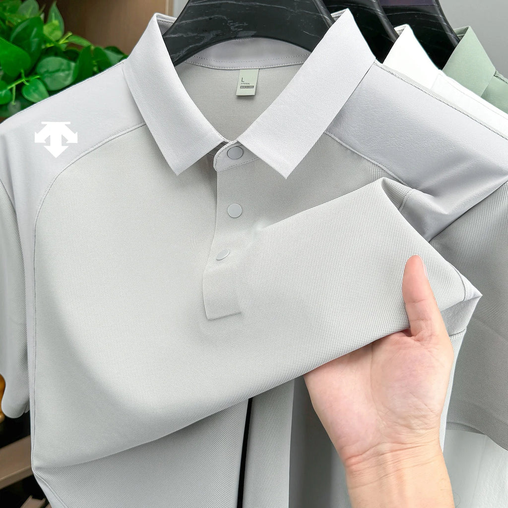 men's new summer brand short sleeves seamless polo shirt lapel printing high quality patchwork t-shirt leisure sports men's wear