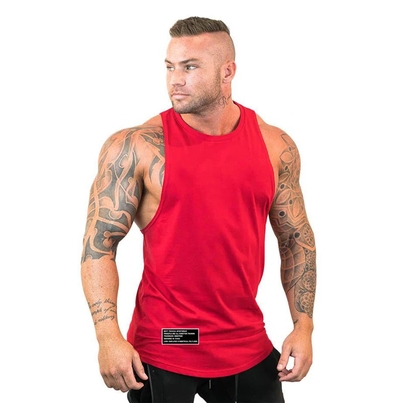 Newest Loose Men's Running Sport Vest Cotton Breathable Workout T-shirt Gym Bodybuilding Fitness Sleeveless Training Tank Tops