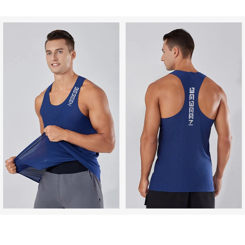 NEW Adult Men Running Outdoor Shirts Tight Gym Tank Top Fitness Marathon T-shirts Sport Exercise Basketball Vest Clothes