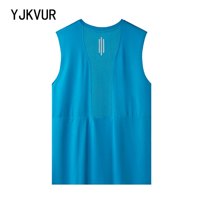 YJKVUR Summer Men's Workout Sleeveless Shirts Quick Dry Beach Pool Tech Running Athletic Exercise Muscle Tank Top Gym T Shirts