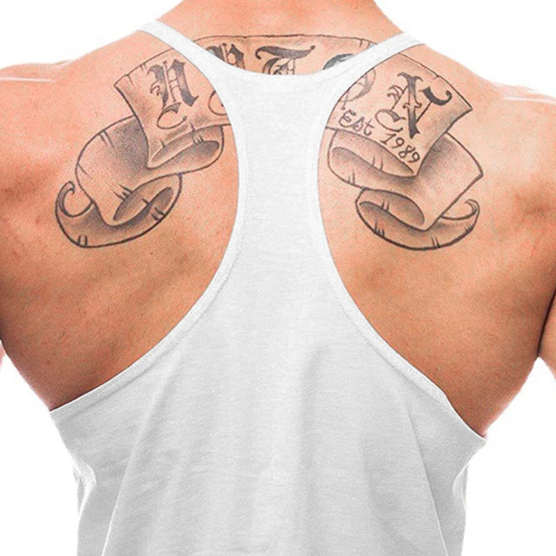 NO PAIN NO GAIN Print Gym Fitness T-Shirt Mens Bodybuilding Sport Sleeveless Vests Cotton Breathable Y-back Suspenders Tank Tops