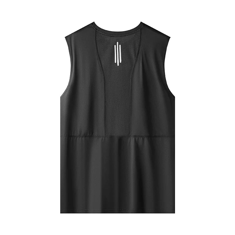 YJKVUR Summer Men's Workout Sleeveless Shirts Quick Dry Beach Pool Tech Running Athletic Exercise Muscle Tank Top Gym T Shirts