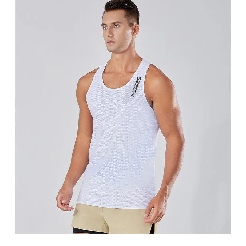 NEW Adult Men Running Outdoor Shirts Tight Gym Tank Top Fitness Marathon T-shirts Sport Exercise Basketball Vest Clothes