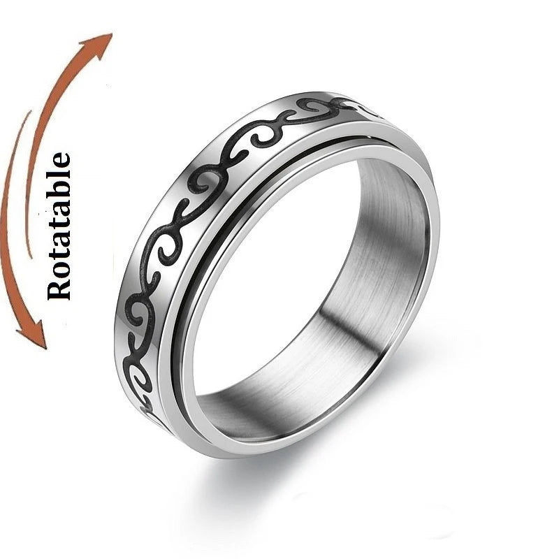 Anti Stress Anxiety Fidget Spinner Couple Rings Rotate Freely Jewelry for Men Women Stainless Steel Knuckle Ring Wedding Bague