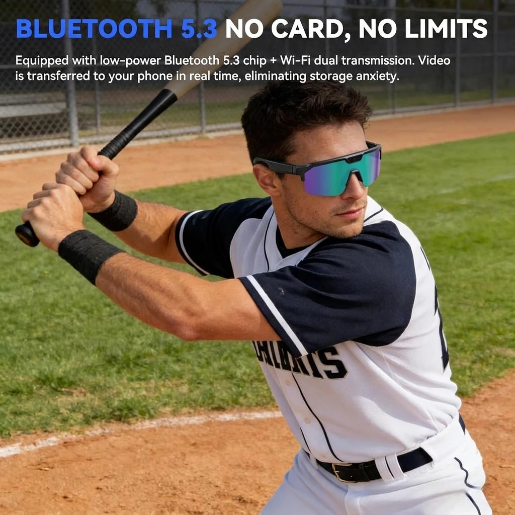 2026 New AI Smart Sports Glasses with 1200P Camera 4k Anti-Shake AI Voice Translator Bluetooth Call Dual Mic Audio Sunglasses