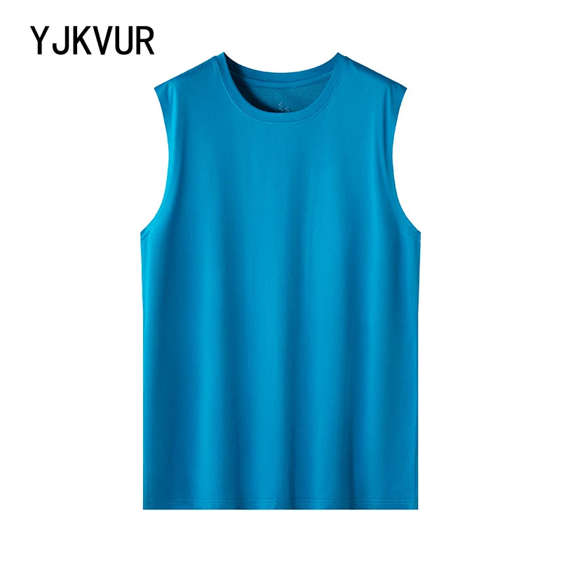 YJKVUR Summer Men's Workout Sleeveless Shirts Quick Dry Beach Pool Tech Running Athletic Exercise Muscle Tank Top Gym T Shirts
