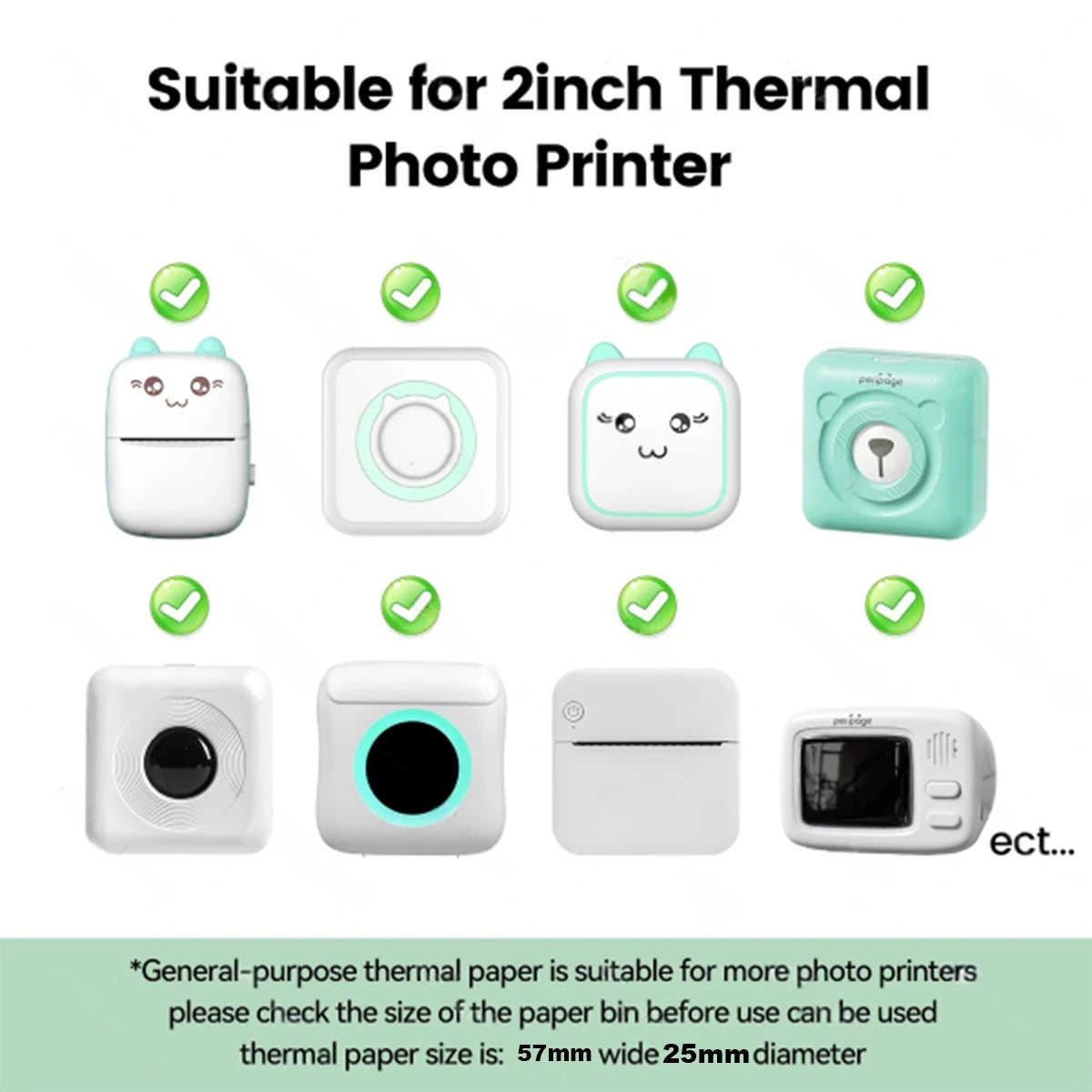 Candy Color Mini Instant Camera Print Refill Paper- 57*25mm Photo Printer Thermal Paper Rolls Instant Print Camera Refill Paper