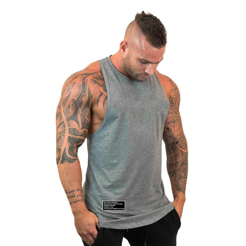 Newest Loose Men's Running Sport Vest Cotton Breathable Workout T-shirt Gym Bodybuilding Fitness Sleeveless Training Tank Tops
