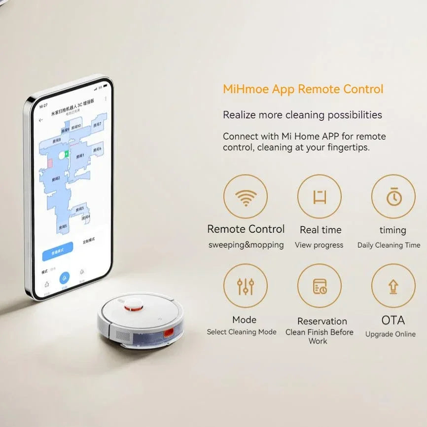 XIAOMI MIJIA 3C Sweeping Robot Vacuum Mop 3C Plus Enhanced Smart Big Suction Vacuum Cleaner Laser Navigation Automatic Sweeping