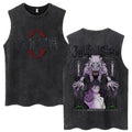 Anime Jujutsu Kaisen Satoru Gojo Vintage Wash Tank Tops Men Women Classic Manga Cotton T Shirt Fashion Loose Sleeveless T-Shirt