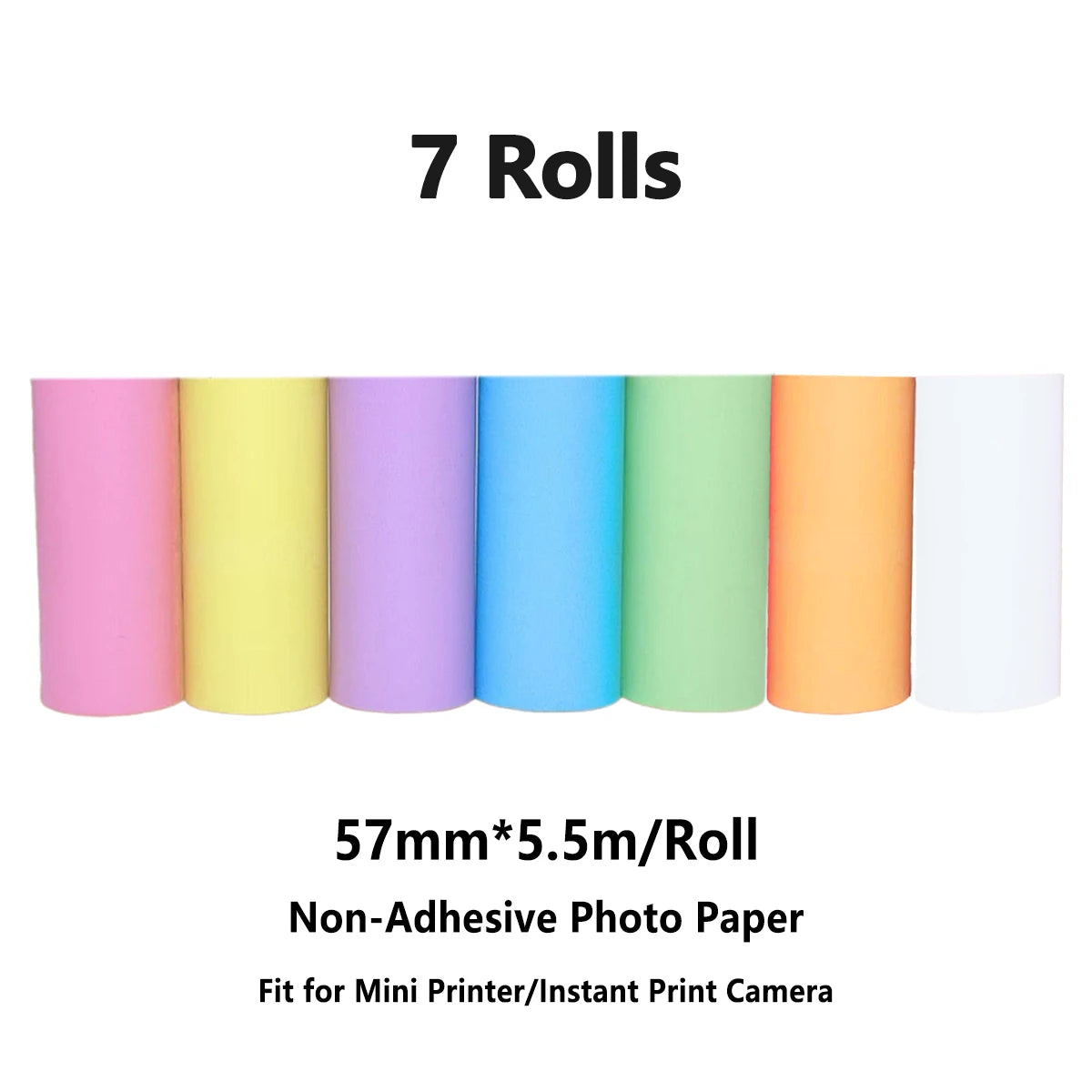 Candy Color Mini Instant Camera Print Refill Paper- 57*25mm Photo Printer Thermal Paper Rolls Instant Print Camera Refill Paper