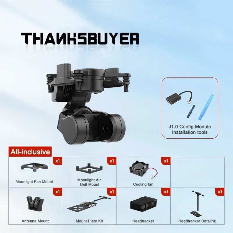 C-20T 3-Axis FPV Gimbal PTZ + USB Debugging Module Kit for DJI O3 + Headtraker Wireless Module Kit for DJI O3 Avatar Moonlight