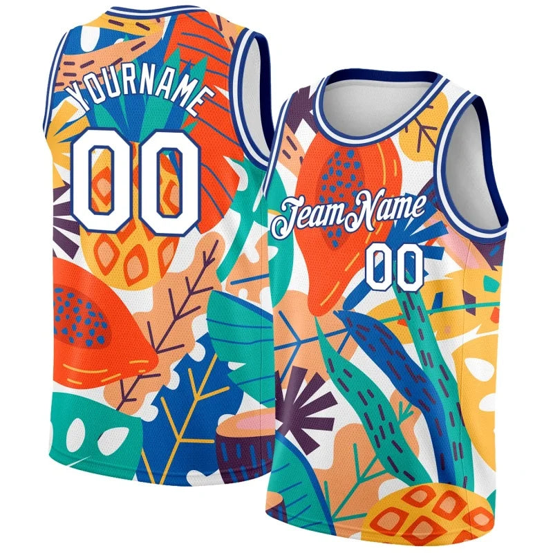 Customized Name Numbers Pattern Tank Tops Men Hawaiian Fruit Coconut Tree Basketball 3D Print Tees Summer Sports O-Neck Vest Tee