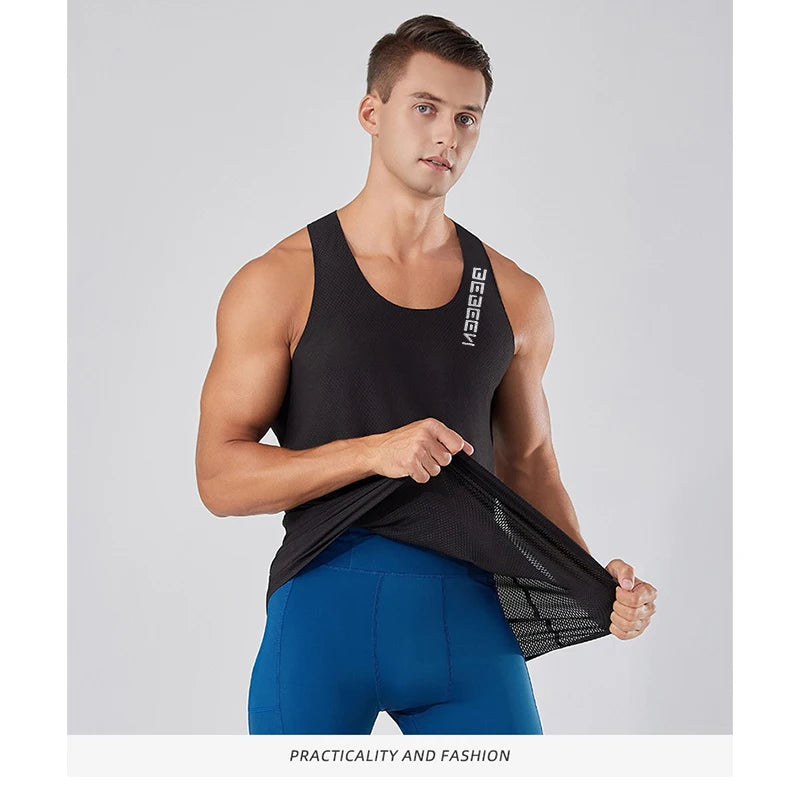 NEW Adult Men Running Outdoor Shirts Tight Gym Tank Top Fitness Marathon T-shirts Sport Exercise Basketball Vest Clothes