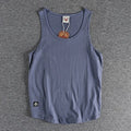 Summer New American Sleeveless O-neck Solid Color T-shirt Men's Fashion 100% Cotton Washed Casual Sports Fitness Basketball Vest