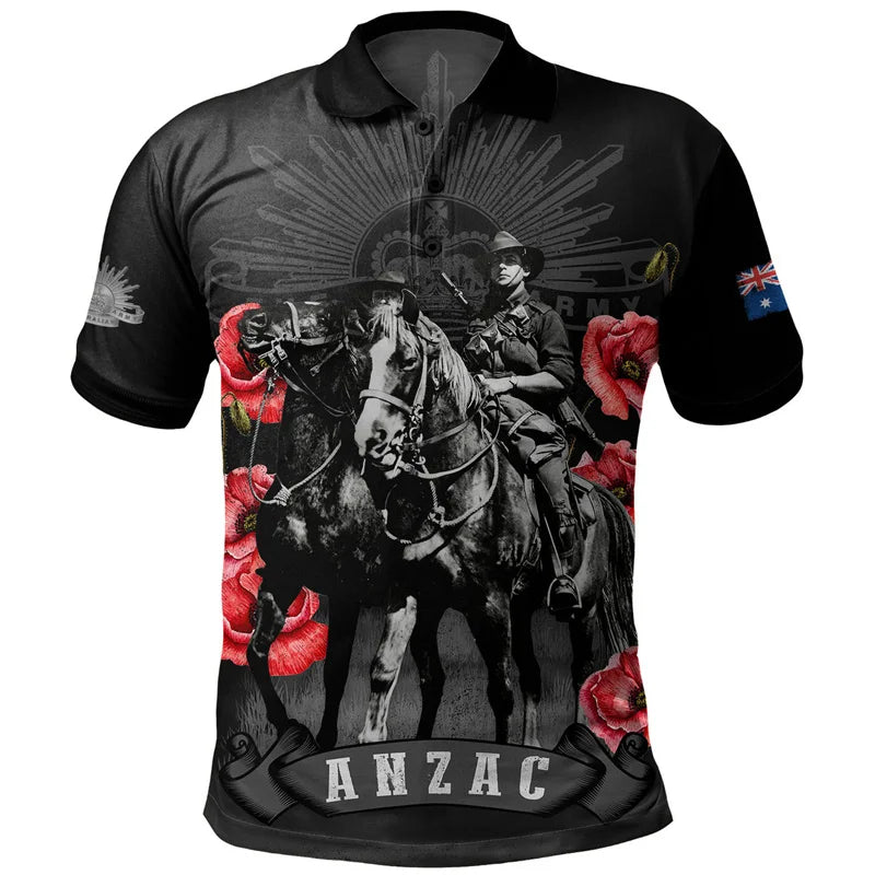 Lest We Forget Anzac Day Polo Shirt Men Clothes Street Short Sleeve Lapel Golf Shirts April 25 2025 Summer Fashion Button Top