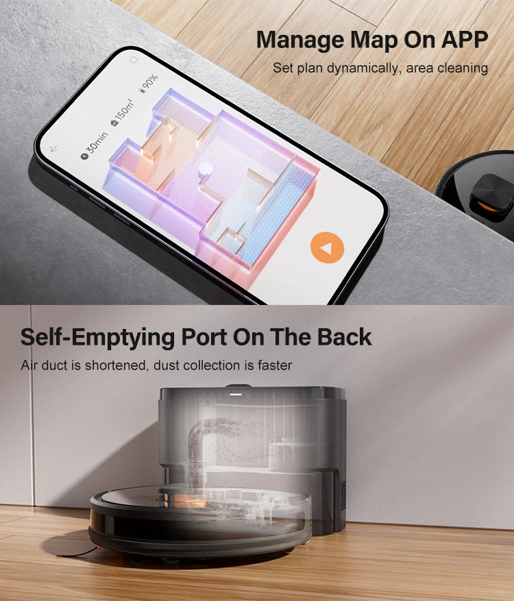 Purerobo LDS Robot Vacuum Cleaner X7-D High Suction Power WiFi 2.4G Auto Emptying Dust Collector Tuya Smart Home App Compatible