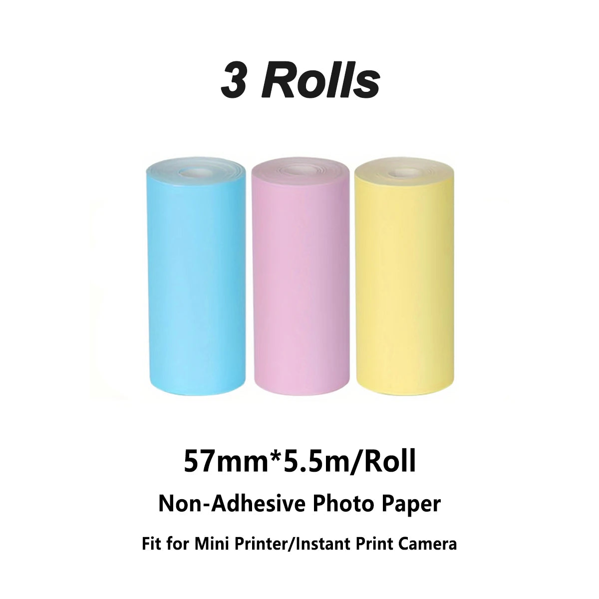 Candy Color Mini Instant Camera Print Refill Paper- 57*25mm Photo Printer Thermal Paper Rolls Instant Print Camera Refill Paper