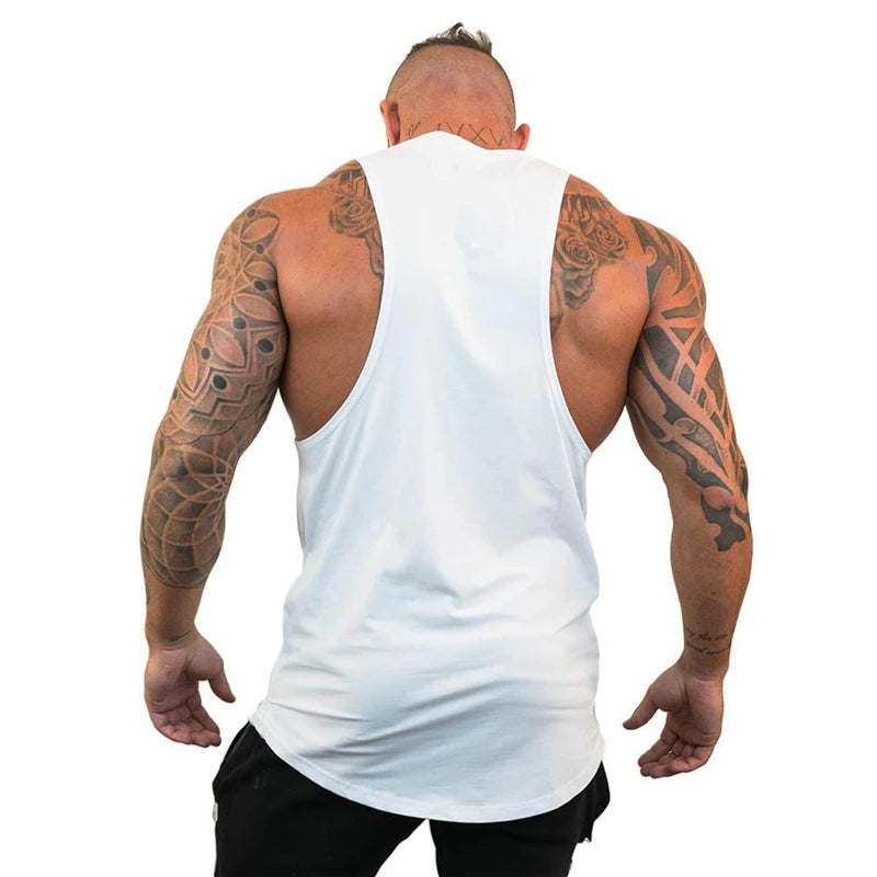 Newest Loose Men's Running Sport Vest Cotton Breathable Workout T-shirt Gym Bodybuilding Fitness Sleeveless Training Tank Tops