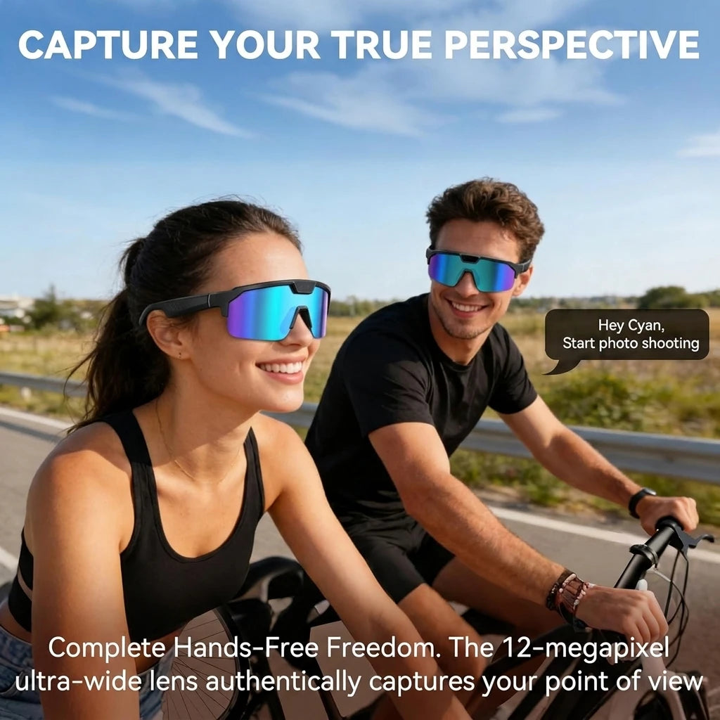 2026 New AI Smart Sports Glasses with 1200P Camera 4k Anti-Shake AI Voice Translator Bluetooth Call Dual Mic Audio Sunglasses