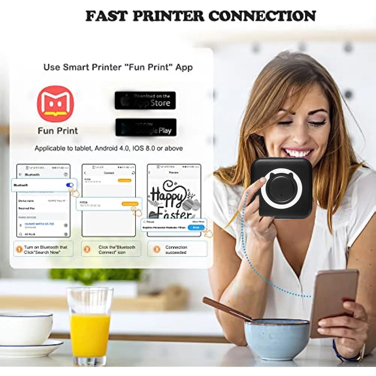 MINI Print Portable Thermal Printer Photo Pocket Thermal Label Printer 58mm Printing Wireless Bluetooth Android IOS