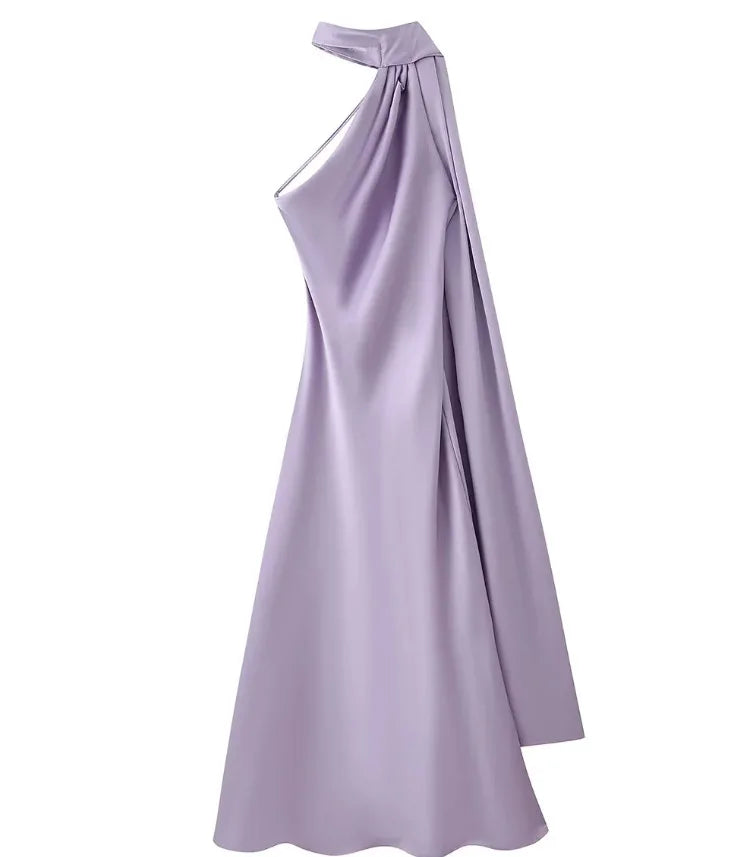 Satin Ribbon Halter Long Dresses Women's Backless Casual Maxi Dress Evening Wedding Guest White Blue Green Summer Graduation New