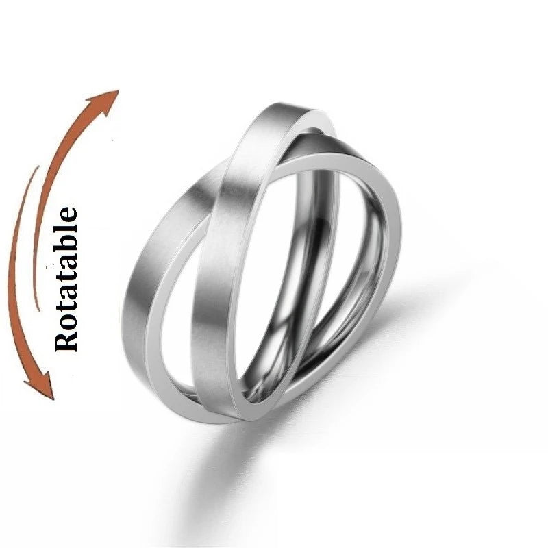 Anti Stress Anxiety Fidget Spinner Couple Rings Rotate Freely Jewelry for Men Women Stainless Steel Knuckle Ring Wedding Bague