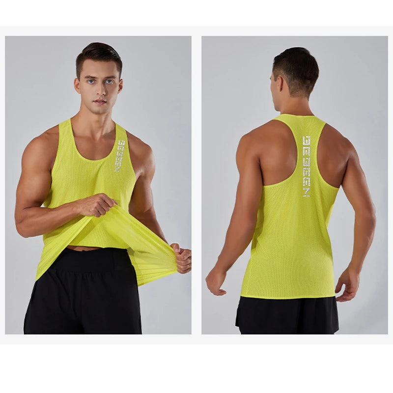 NEW Adult Men Running Outdoor Shirts Tight Gym Tank Top Fitness Marathon T-shirts Sport Exercise Basketball Vest Clothes