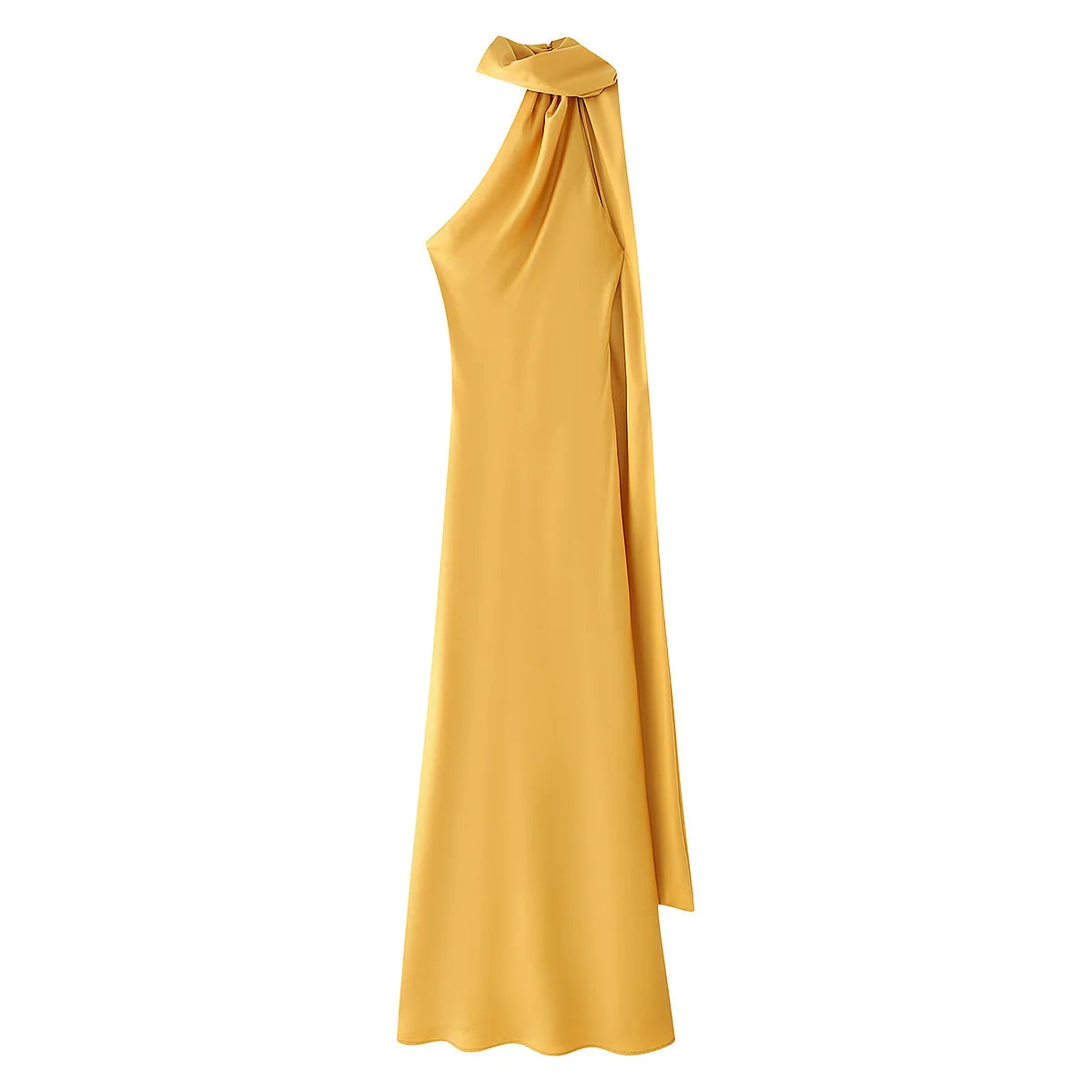 Satin Ribbon Halter Long Dresses Women's Backless Casual Maxi Dress Evening Wedding Guest White Blue Green Summer Graduation New