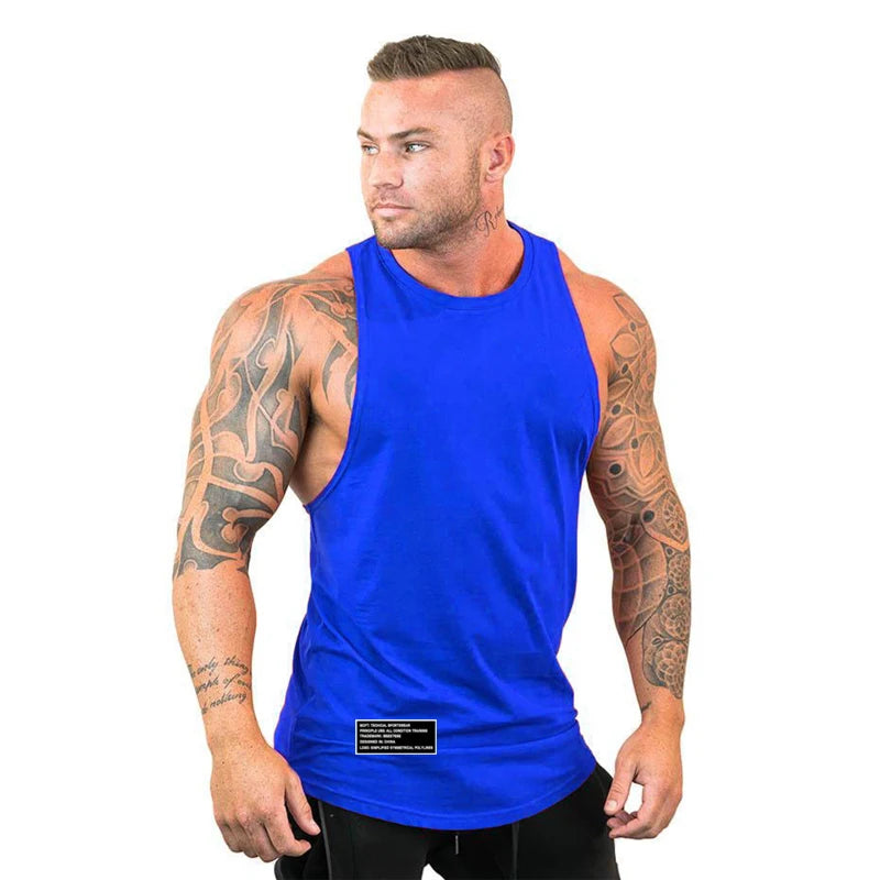 Newest Loose Men's Running Sport Vest Cotton Breathable Workout T-shirt Gym Bodybuilding Fitness Sleeveless Training Tank Tops