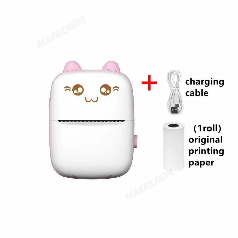 58mm Mini Portable Thermal Printer Wireless Bluetooth Mobile Pocket Photo Printer Memo Wrong Question HD Printing With USB Cable