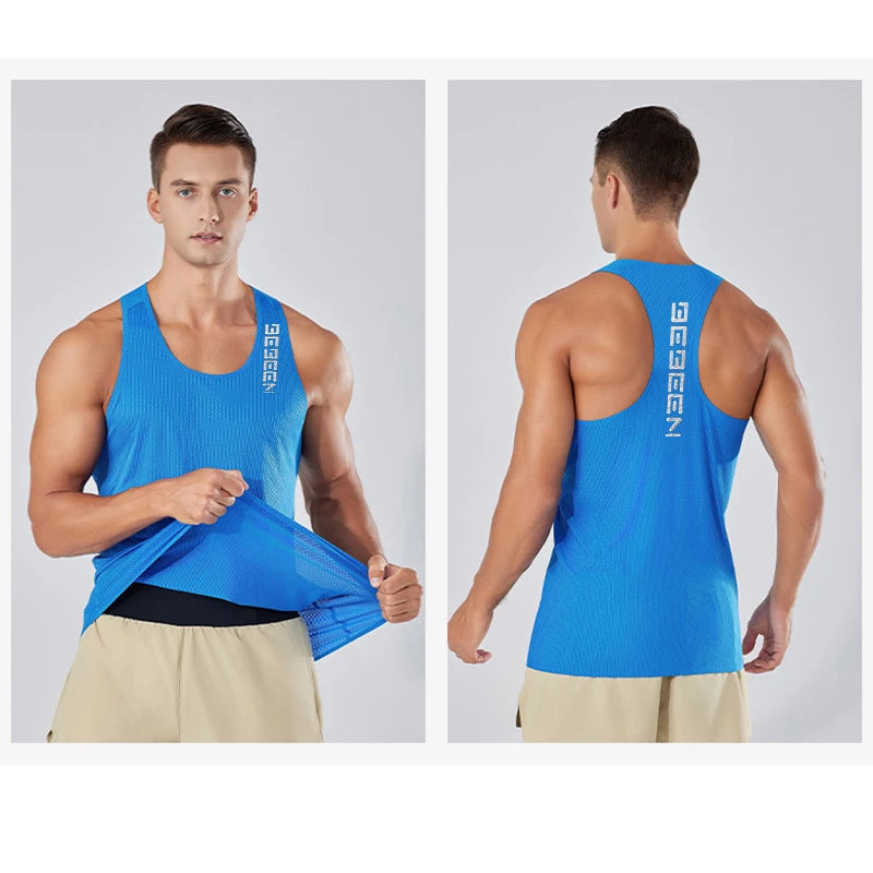 NEW Adult Men Running Outdoor Shirts Tight Gym Tank Top Fitness Marathon T-shirts Sport Exercise Basketball Vest Clothes