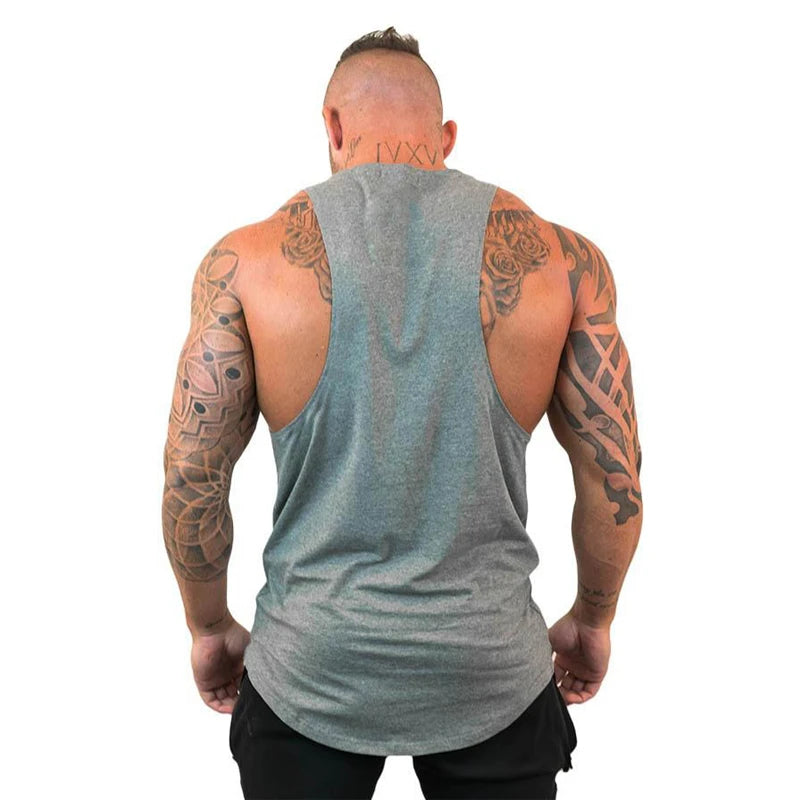 Newest Loose Men's Running Sport Vest Cotton Breathable Workout T-shirt Gym Bodybuilding Fitness Sleeveless Training Tank Tops
