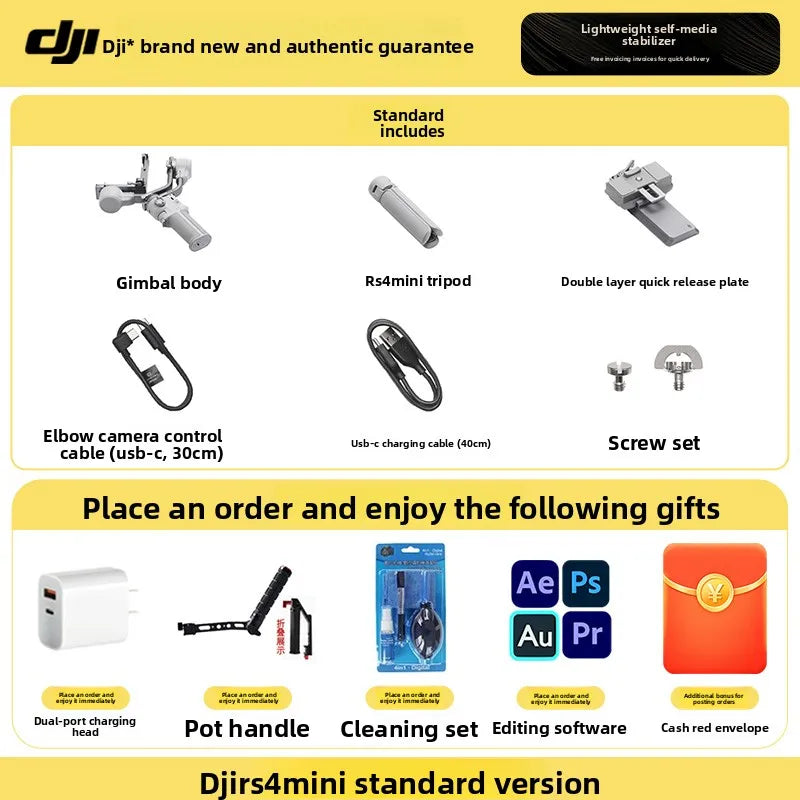 For DJI RS 4 mini/RS 4 handheld gimbal stabilizer camera with DSLR and mirrorless camera for anti shake shooting