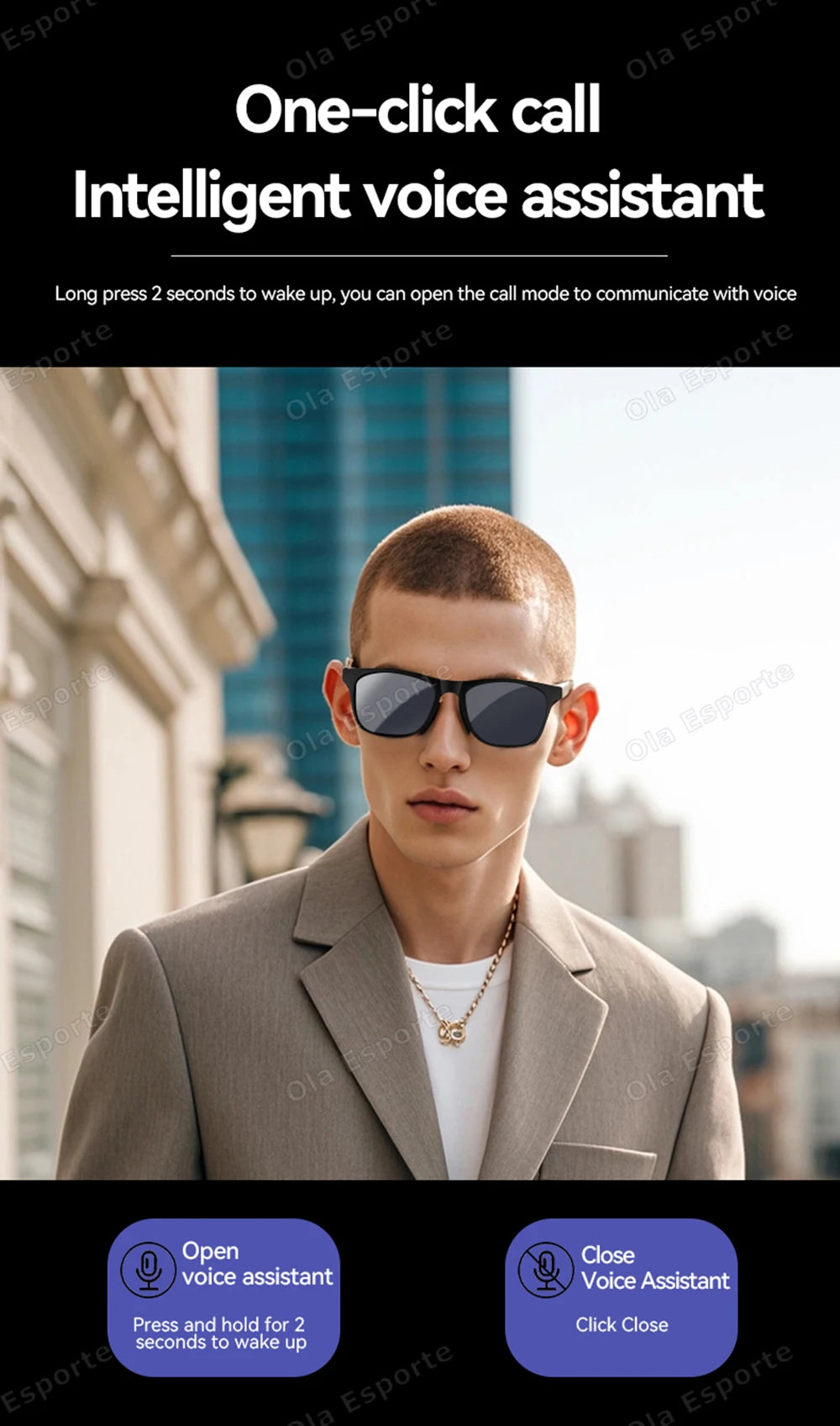 2025 AI Voice Video Call Real-time Translation Intelligent Question Answering Smart Glasses UV400 Protection Sport BT Sunglasses