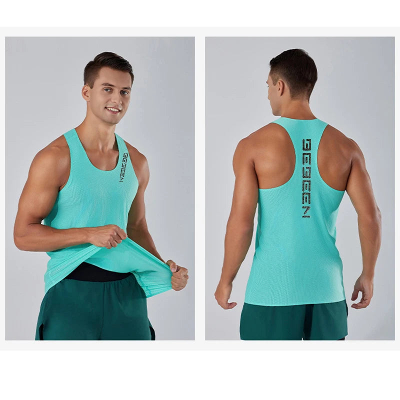 NEW Adult Men Running Outdoor Shirts Tight Gym Tank Top Fitness Marathon T-shirts Sport Exercise Basketball Vest Clothes