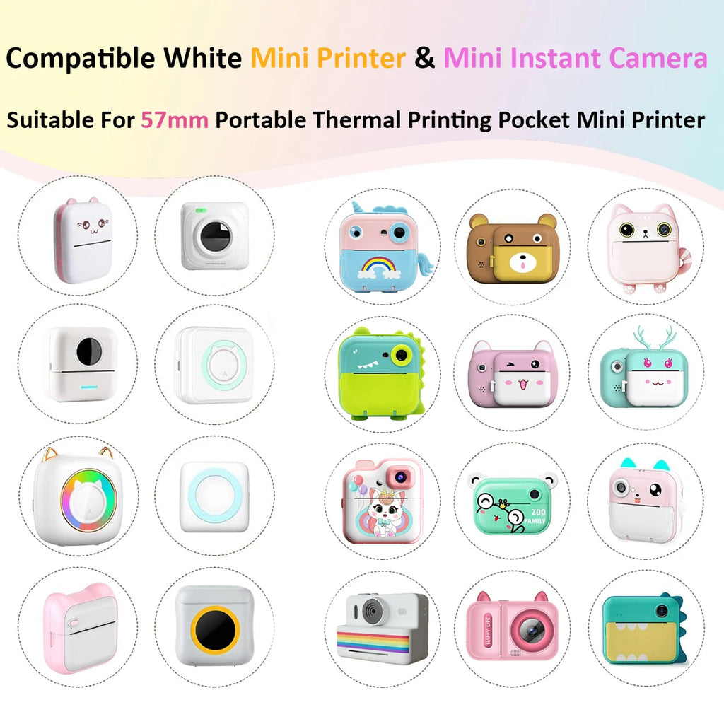 Candy Color Mini Instant Camera Print Refill Paper- 57*25mm Photo Printer Thermal Paper Rolls Instant Print Camera Refill Paper