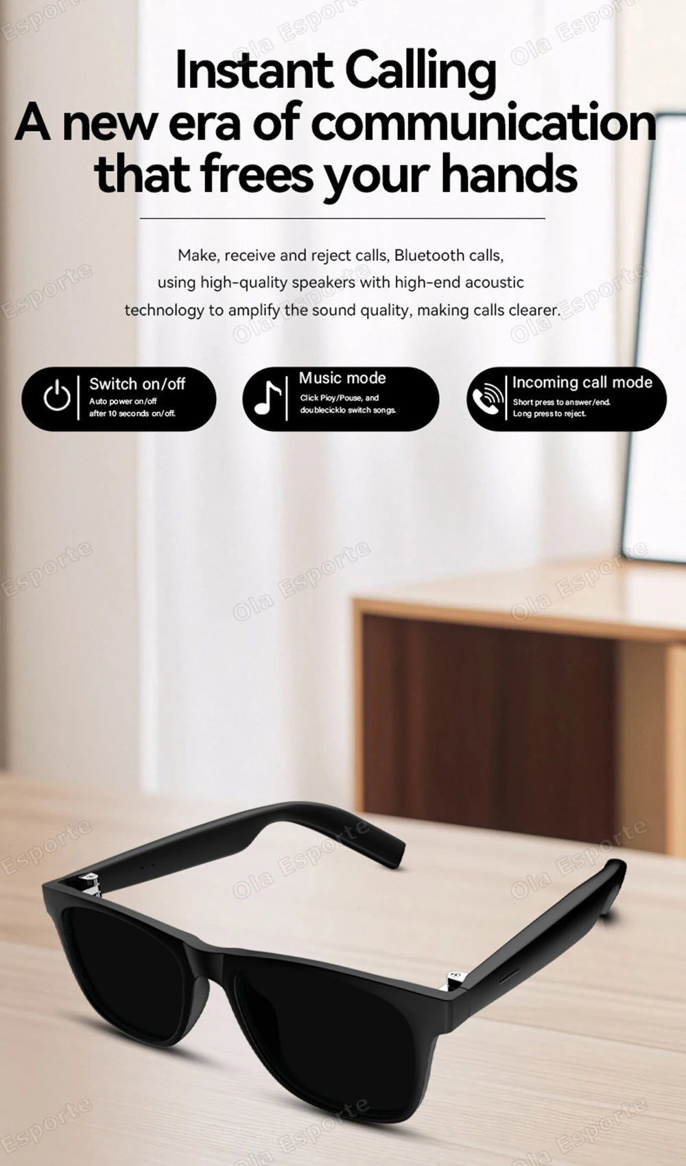 2025 AI Voice Video Call Real-time Translation Intelligent Question Answering Smart Glasses UV400 Protection Sport BT Sunglasses
