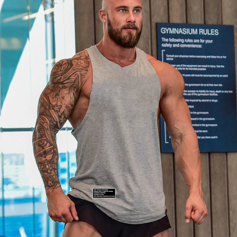 Newest Loose Men's Running Sport Vest Cotton Breathable Workout T-shirt Gym Bodybuilding Fitness Sleeveless Training Tank Tops