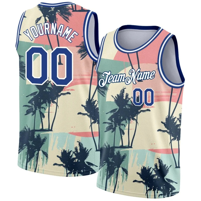 Customized Name Numbers Pattern Tank Tops Men Hawaiian Fruit Coconut Tree Basketball 3D Print Tees Summer Sports O-Neck Vest Tee
