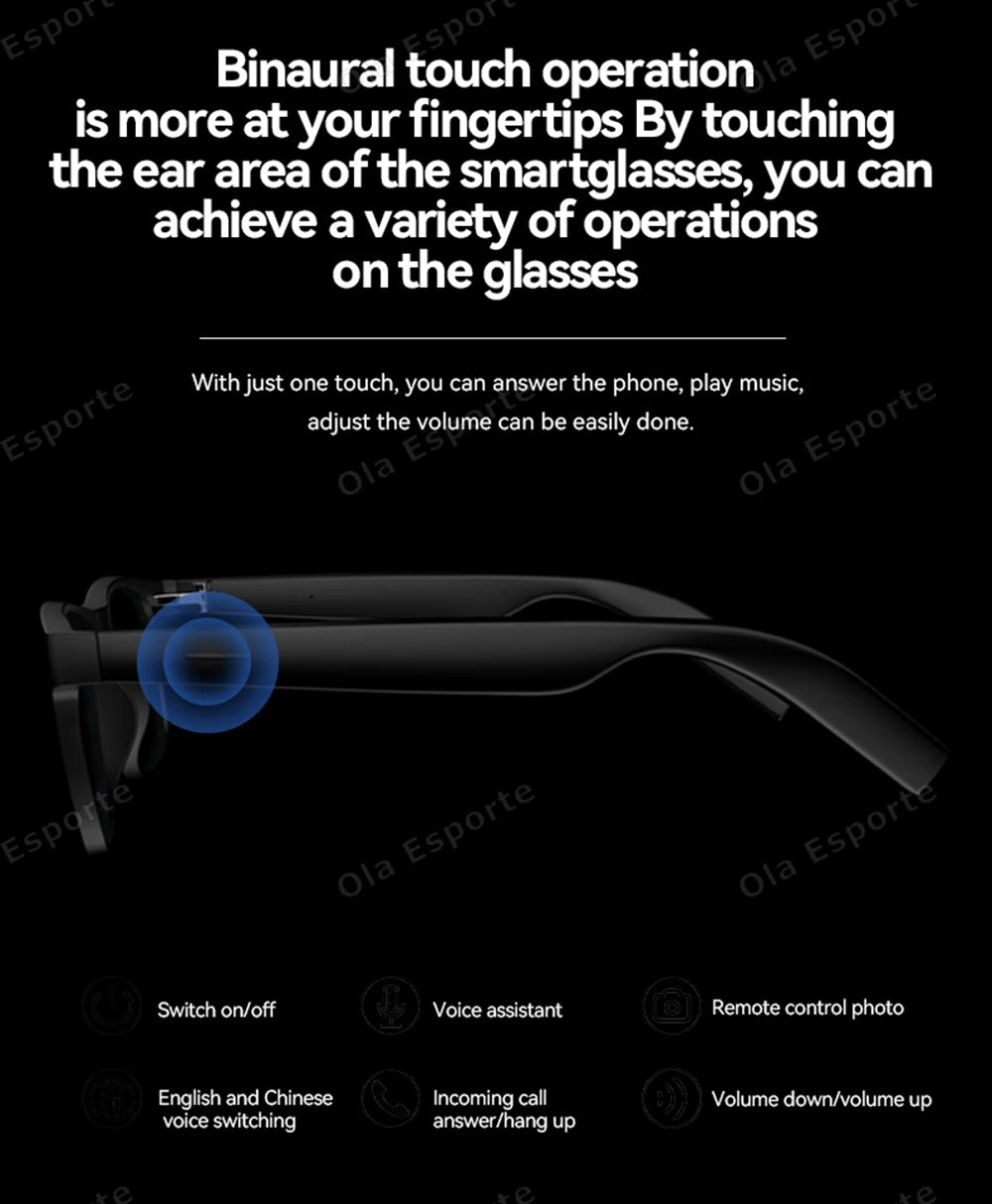 2025 AI Voice Video Call Real-time Translation Intelligent Question Answering Smart Glasses UV400 Protection Sport BT Sunglasses