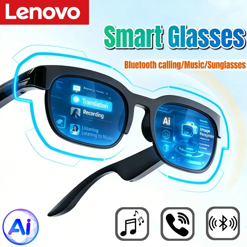 Lenovo 2026 New Smart Glasses AI Translation Bluetooth Conversation Recording Listening To Music Smart Sunglasses for Men Women