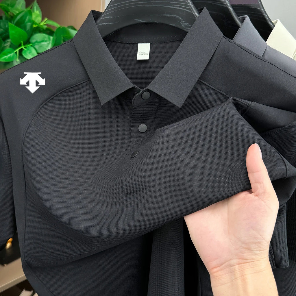 men's new summer brand short sleeves seamless polo shirt lapel printing high quality patchwork t-shirt leisure sports men's wear